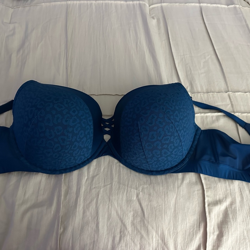 Torrid Blue Padded Underwire Bra with Adjustable Straps 44DDD